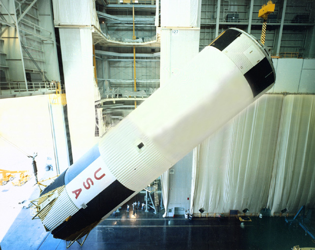 Space History Photo: Saturn V Stage at Michould Assembly Facility
